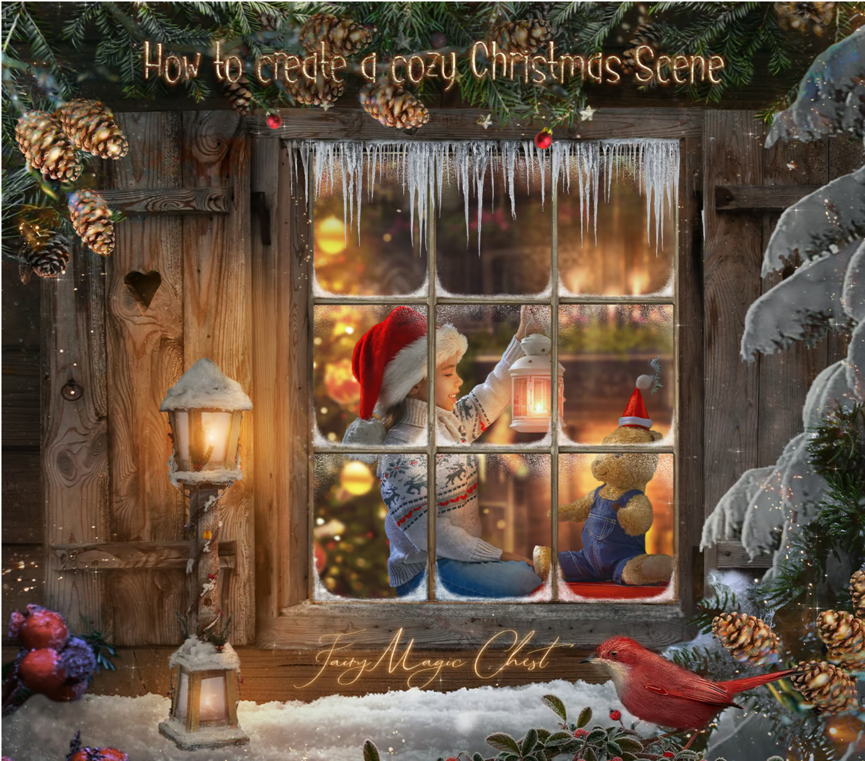 How to create a cozy Christmas scene in Photoshop. Easy!